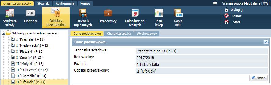 46 Materiały dla uczestnika instruktażu Aby przypisać wychowawcę do oddziału należy przejść na kartę Wychowawcy i