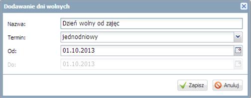 Wprowadzanie planów lekcji oddziałów 49 Dodany przez użytkownika termin można edytować za pomocą ikony. Ćwiczenie 2.