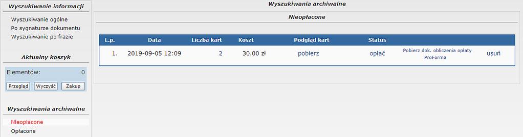 zaznaczonym na czerwono prostokącie) powoduje przejście do podsumowania i płatności.