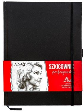 116 SZKICOWNIK CZARNY format objętość gramatura ilość w BLO-SZ14 30 arkuszy 140 g/m 2 Blok szkicowy z czarnymi kartkami przeznaczony jest dla