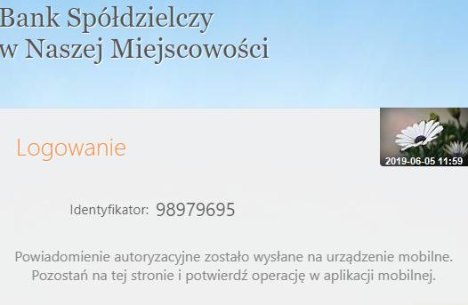 autoryzację mobilną w trakcie logowania do systemu Internet