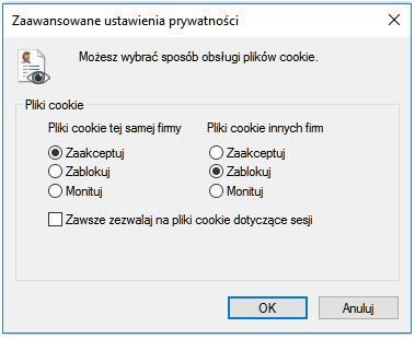 cookie, z wyjątkiem tych, które pochodzą od innych