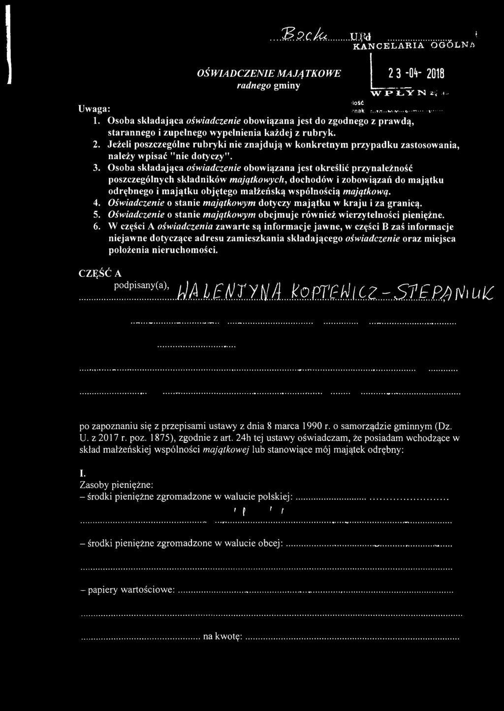 Jeżeli poszczególne rubryki nie znajdują w konkretnym przypadku zastosowania, należy wpisać "nie dotyczy". 3.