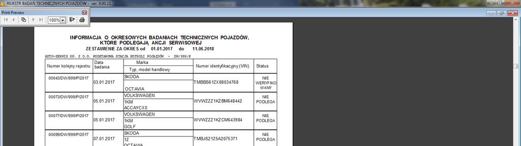 użyciu przycisku Info następuje