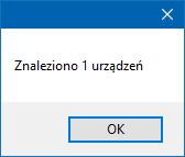 Znaleziono 1 urządzenia, a w oknie SN: będzie widoczny numer seryjny i obok wersja