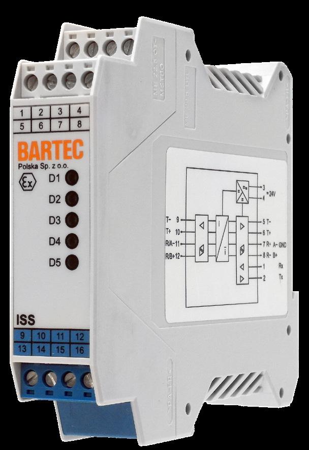 Iskrobezpieczny separator sygnałów typu ISS jest przeznaczony do odseparowania iskrobezpiecznych sygnałów RS/RS5/HTL (5 V) od nieiskrobezpiecznych RS 3, RS, RS 5 lub HTL (5 V).