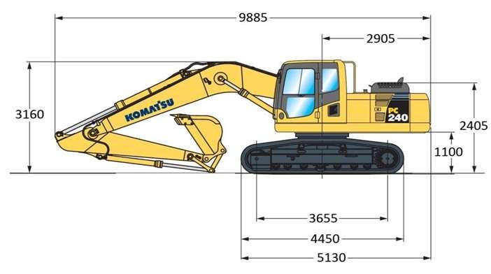 4 13. Stan techniczny Koparka znajduje się w przeciętnym stanie technicznym, wnętrze kabiny czyste. Stwierdzono uszkodzenia eksploatacyjne w postaci zadrapań, odprysków lakieru na ramieniu kopiącym.