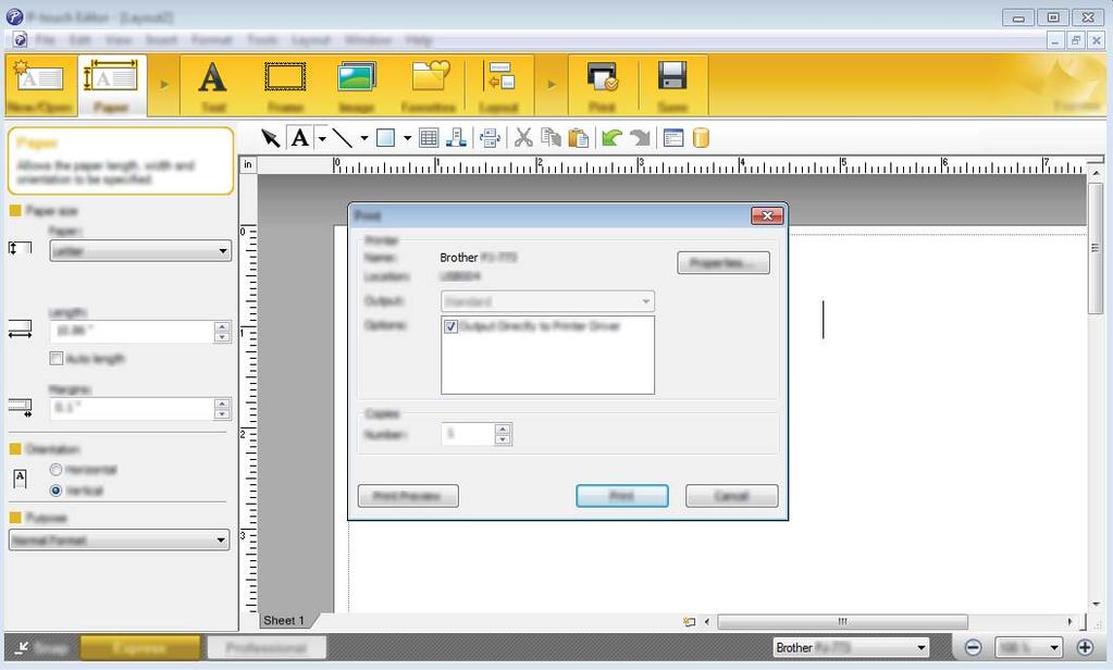 Jak korzystać z aplikacji P-touch Editor (tylko komputery z systemem Windows ) Drukowanie przy użyciu aplikacji P-touch Editor 6 Tryb Express 6 Ten tryb pozwala szybko i łatwo tworzyć układy