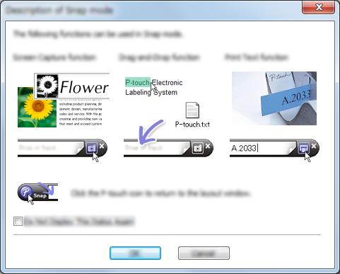 Jak korzystać z aplikacji P-touch Editor (tylko komputery z systemem Windows ) Tryb Snap 6 Ten tryb pozwala przechwycić fragment ekranu lub cały ekran komputera, wydrukować go jako obraz i zapisać do