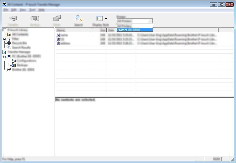 Jak korzystać z programów P-touch Transfer Manager i P-touch Library (tylko komputery z systemem Windows ) Przesyłanie szablonów lub innych danych z komputera do drukarki za pośrednictwem USB 7 Użyj