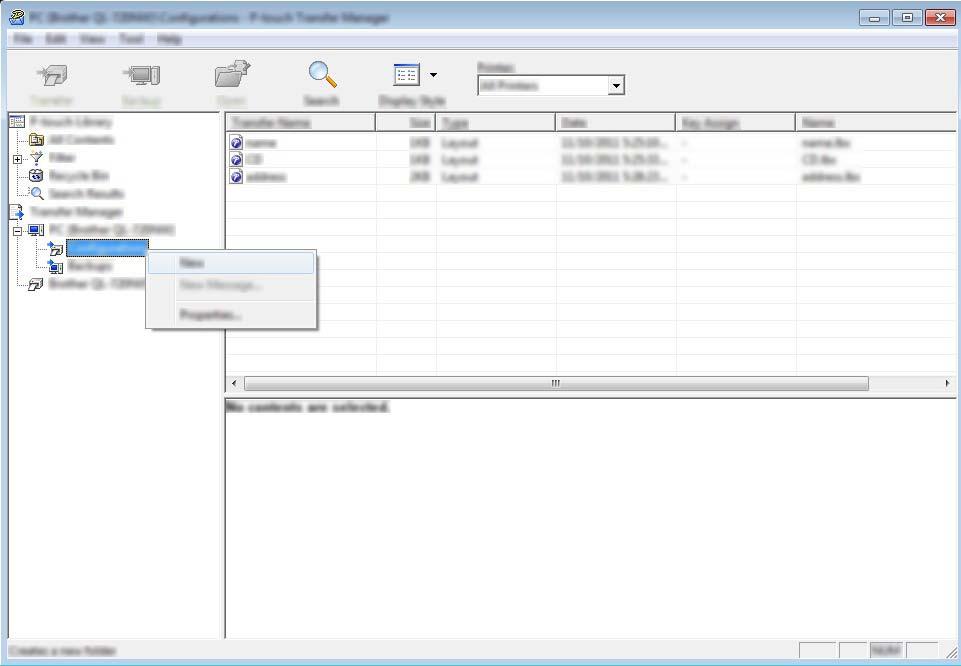 Jak korzystać z programów P-touch Transfer Manager i P-touch Library (tylko komputery z systemem Windows ) 3 Kliknij prawym przyciskiem myszy folder [Configurations] (Konfiguracje), a następnie