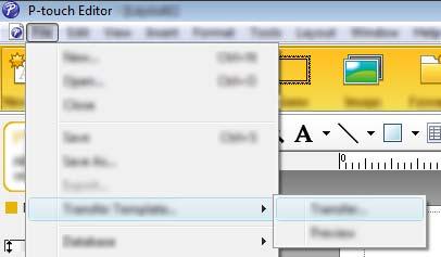 Przesyłanie szablonów za pomocą aplikacji P-touch Transfer Express (tylko komputery z systemem Windows ) Przesyłanie szablonu do aplikacji P-touch Transfer Manager 8 1 W aplikacji P-touch Editor 5.