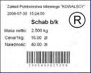 49.2. Tworzenie wzorca etykiety z poziomu programu komputerowego Przykład: Tworzenie i przesyłanie do wagi wzorca