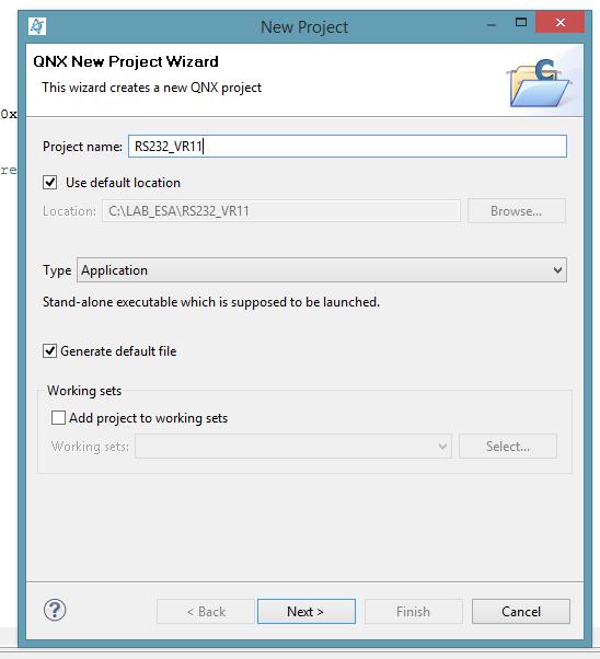 File->New->QNX C Project.