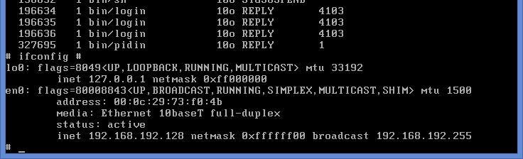 W następnej kolejności sprawdź adres IP uruchomionej platformy docelowej poleceniem ifconfig.