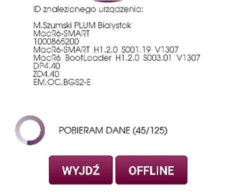 9. KOMUNIKACJA Z URZĄDZENIEM Poprawna komunikacja z urządzeniem skutkuje wyświetleniem tabliczki znamionowej zawierającej nazwę urządzenia, wykonanie, numer fabryczny, wersję oprogramowania i inne