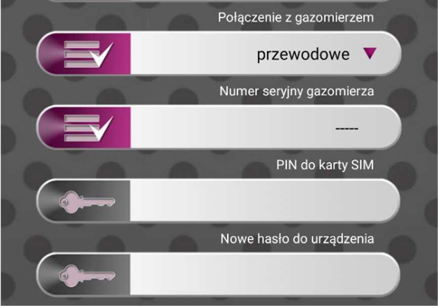 do urządzenia (domyślnie: 4096) UWAGA! Od wyboru właściwego typu połączenia z gazomierzem zależy poprawność zliczania impulsów.