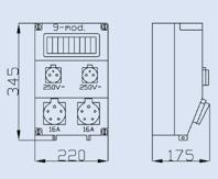 IP44 1 6231-00 RS 9-mod 2x 2P+Z 1x 3P+N+Z