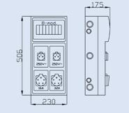 RS 8-mod 2x 2P+Z 1x 3P+N+Z 16A 1x 3P+N+Z 32A 6243-00