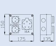 IP44 1 6261-00 RS 2 1x 2P+Z 1x 3P+N+Z