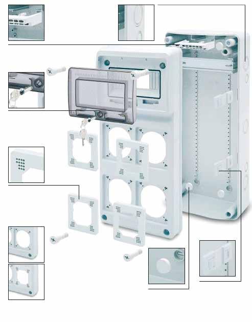ROZDZIELNICE SIŁOWE RS TM Osłabienia Zaciski PE i N Opcjonalny zamek metalowy 0260-03 Uniwersalne pokrywy do montażu gniazd IP44/IP67 rys.1 rys.