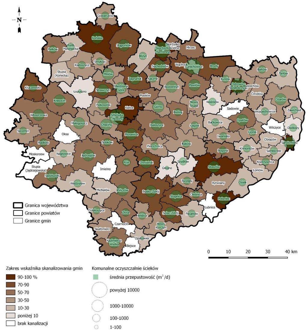 Projekt Aktualizacji Programu budowy przydomowych oczyszczalni cieków dla województwa więtokrzyskiego Sandomierz (92,62%), Końskie (92,5%).