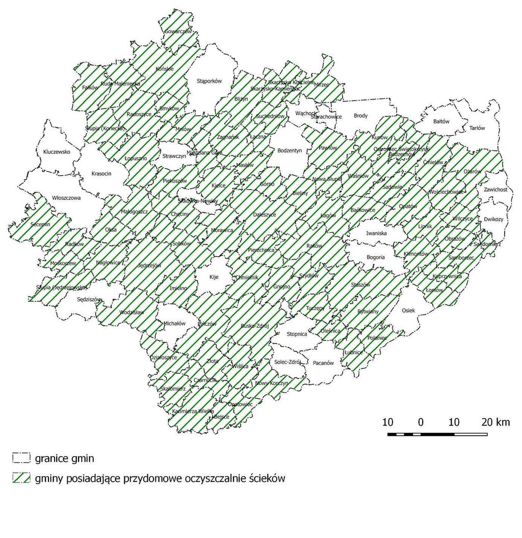Projekt Aktualizacji Programu budowy przydomowych oczyszczalni cieków dla województwa więtokrzyskiego Mapa Nr 5.