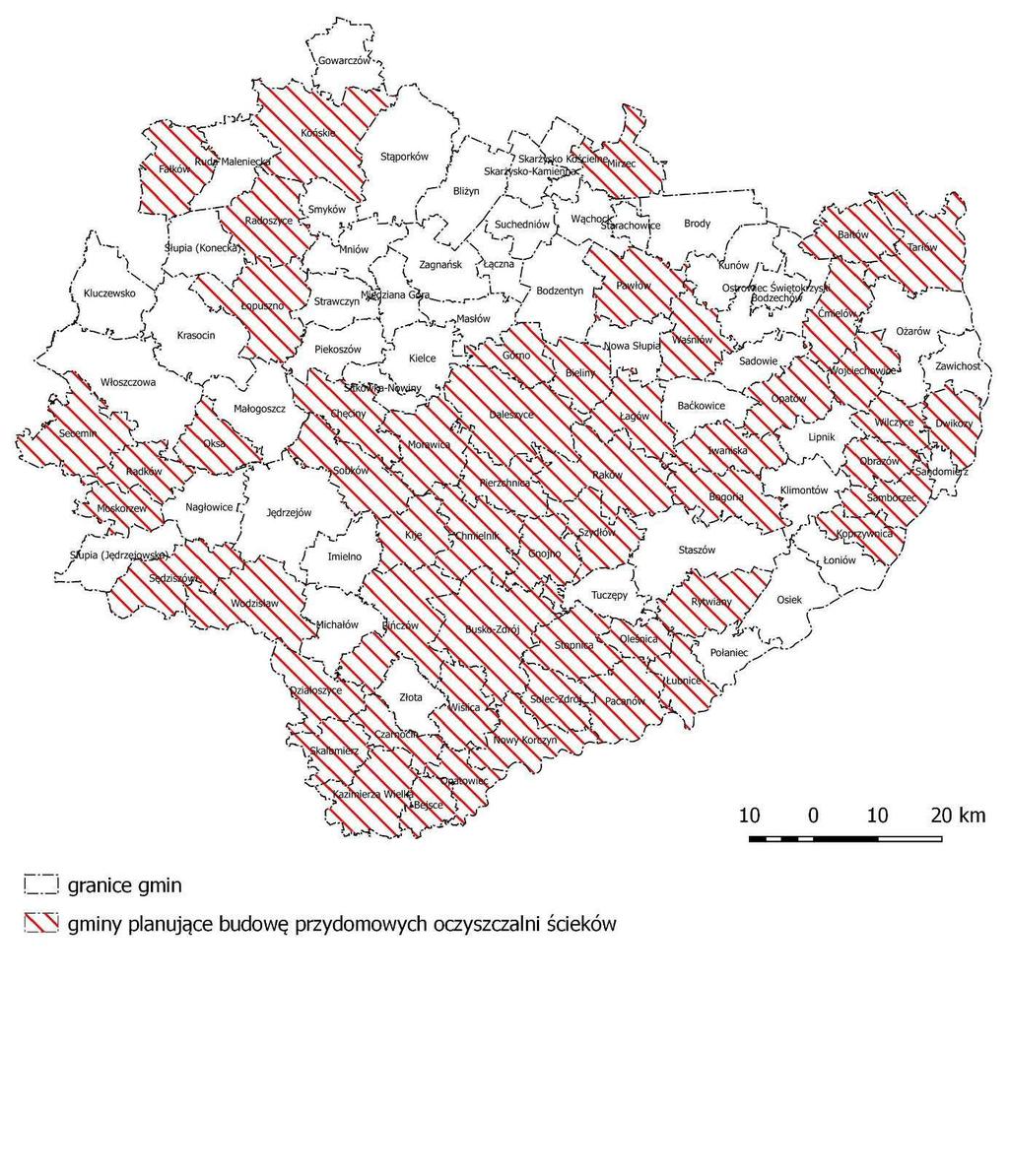 Projekt Aktualizacji Programu budowy przydomowych oczyszczalni cieków dla województwa więtokrzyskiego Planowane działania Do Aktualizacji Programu zostało zgłoszonych 915 miejscowości z 54 gmin