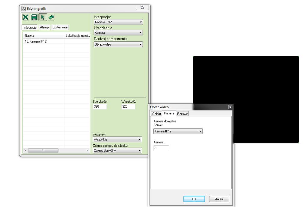 10. Otwieranie obrazu z grafiki na drugim monitorze 1.Tworzymy oddzielną grafikę dla obrazu z kamery; 2. Dodajemy obraz z kamery tak jak w poprzednim punkcie (kroki 2-7); 3.