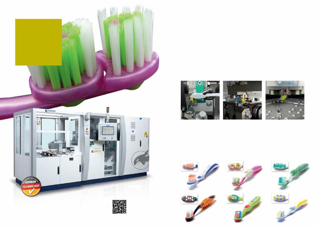 Do 3600 szczoteczek na wyprodukowanych za pomocą uniwersalnego urządzenia do wydajnej produkcji szczoteczek do zębów Z.