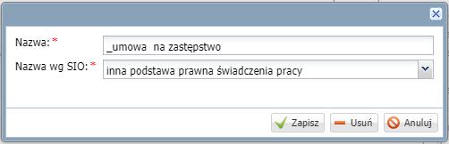 Przypomnienie zasad funkcjonowania programu 13 Ćwiczenie 3. Formy nawiązania i rozwiązania umowy Formy nawiązania umowy oraz formy rozwiązania umowy są słownikiem otwartym.
