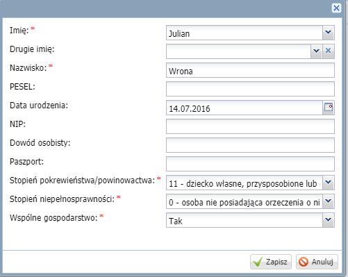 Za członków rodziny uważa się małżonka, dzieci własne i małżonka (również przysposobione). Przy określaniu stopnia pokrewieństwa (powinowactwa) stosuje się kody klasyfikacji ZUS.