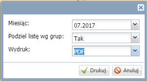 Tworzenie zestawień i wydruków 43 Ćwiczenie 6. Jak przygotować listę obecności?