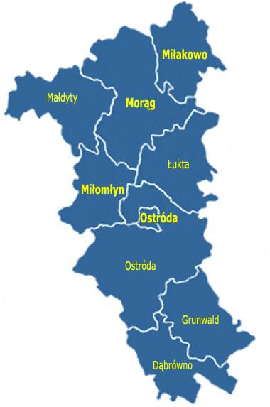 1.2.Charakterystyka Gminy Grunwald Gmina Grunwald jest gminą wiejską położoną w powiecie ostródzkim, tj. w zachodniej części województwa warmińsko mazurskiego.