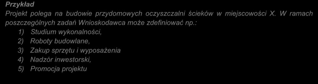 Dodatkowo w tym polu należy wpisać planowany czas realizacji (kwartał i rok) oraz nazwę podmiotu/ów działania realizujących dane zadanie.