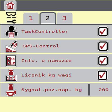 Obsługa AXIS ISOBUS.5.3 Waga Licznik kg Tutaj można aktywować wskazanie funkcji Kompensacja licznika kg w menu Waga-licznik Trip.