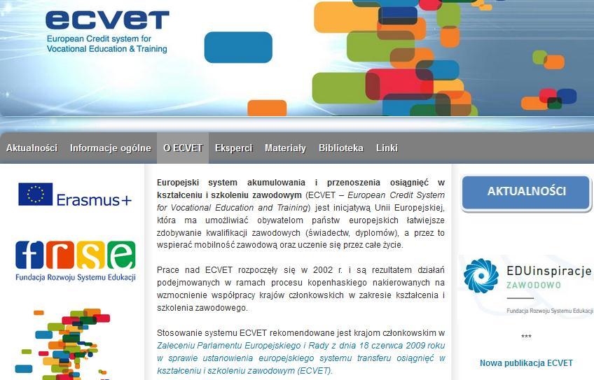 STRONA INTERNETOWA EKSPERTÓW ECVET WWW.EKSPERCIECVET.ORG.PL, DAJĄCA MOŻLIWOŚĆ M.