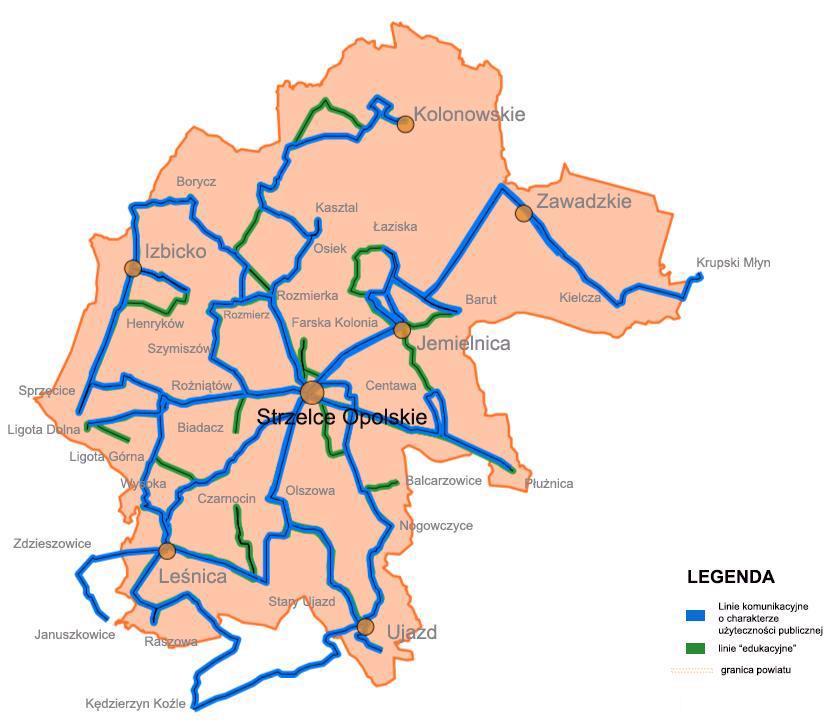 Sieć komunikacyjna o charakterze użyteczności publicznej linie edukacyjne w gminie Strzelce Opolskie L.p. Od Przez Do 1 Strzelce Op.