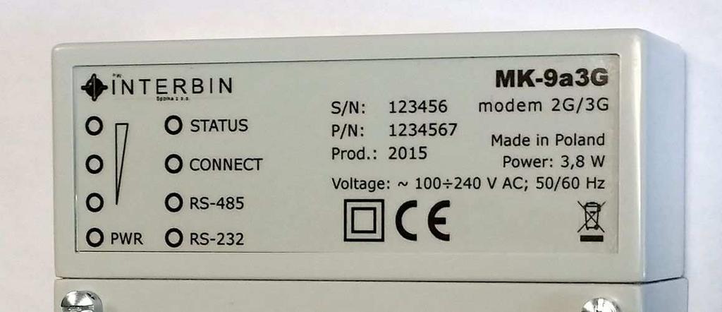 1.2 Informacje ogólne MK-9a3G jest modemem 2G/3G przeznaczonym do bezprzewodowej transmisji danych w środowiskach przemysłowych, m.in. w sieciach M2M (Machine to Machine).