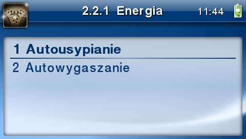 energii akumulatorów. Czas ten jest odliczany w okresie nieaktywności urządzenia.
