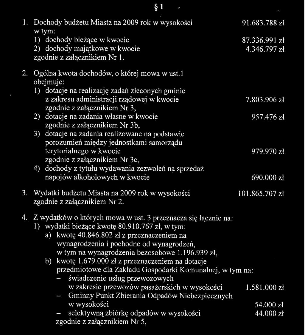 .. 706 Nr XXXIV/579/08 Rady Miejskiej w Dąbrowie Górniczej z dnia 29 grudnia 2008 r. w sprawie budżetu miasta Dąbrowy Górniczej na 2009 rok.
