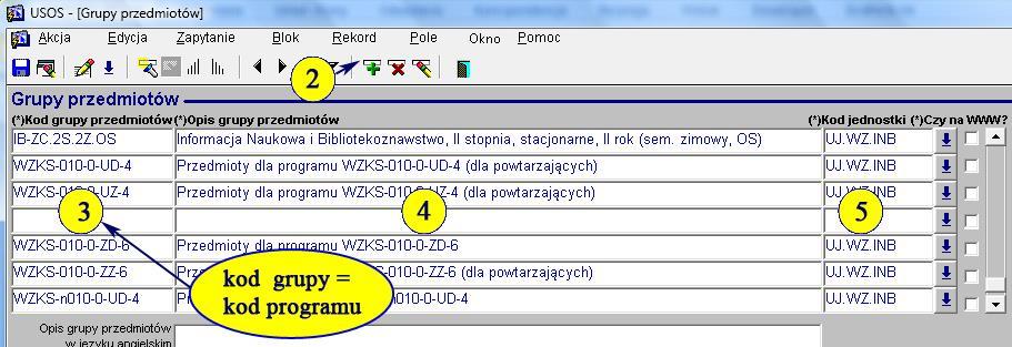 wygenerowane dla wszystkich programów studiów (stacjonarnych i niestacjonarnych: I, II i III stopnia oraz magisterskich, a także podyplomowych itp.).