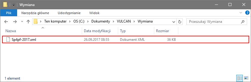 Finanse VULCAN. Import planu finansowego z Sigmy 5/7 7. Sprawdź, czy plik pojawił we wskazanym folderze. Plik zapisywany jest w formacie XML.