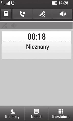 Połączenia Opcje dostępne w trakcie połączenia dotknij tej ikony, aby wyświetlić klawiaturę numeryczną pozwalającą na wysyłanie tonów DTMF, np.