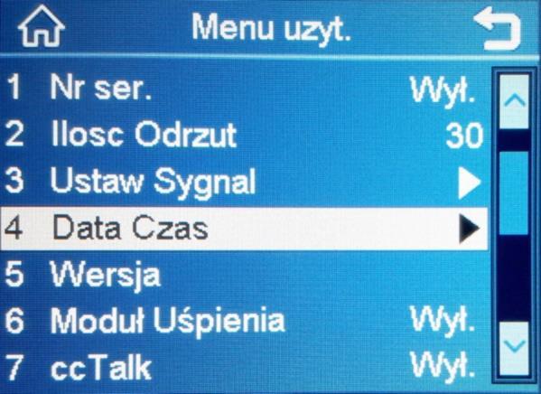 4. Ustawienia daty i czasu Przejdź do pozycji "4 Data Czas", wciśnij przycisk "START/OK".