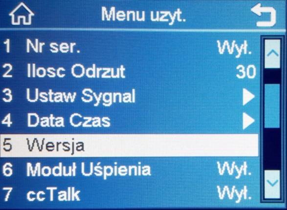 5. Podgląd informacji o wersji oprogramowania.
