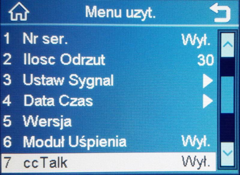 W trybie uśpienia wyłącza się wyświetlacz i tylko, aby przypomnieć, miga co kilka sekund niebieski wskaźnik. Maszynę można aktywować, naciskając dowolny klawisz lub podając banknot. 7.