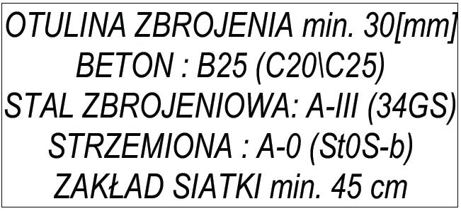 120 40 197 6 181 10 6 165 20 6 159 32 31 20 6 36 6 65 6 51 6 49 65 63 177 strzemiona fi 6mm stal A0 (St0S-b) co ~30 cm 6 305 6 317 SIATKA ZBROJENIOWA z drutu żebrowanego A-III (34GS) średnica drutu: