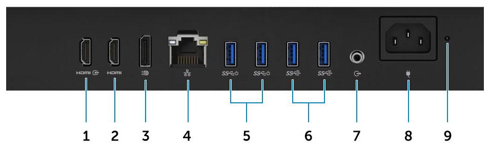 DisplayPort, tryb podwójny, DP++ 4. Port sieciowy 5. Porty USB 3.1 pierwszej generacji z obsługą funkcji włączania/wybudzania 6.
