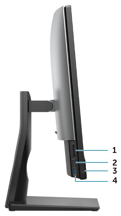 1. Gniazdo wyjściowe HDMI (modele z autonomiczną kartą graficzną) 2. Gniazdo HDMI-in (opcjonalne) 3. DisplayPort, tryb podwójny, DP++ 4. Port sieciowy 5. Porty USB 3.